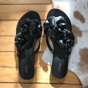 Melissa Black Floral Flip Flops